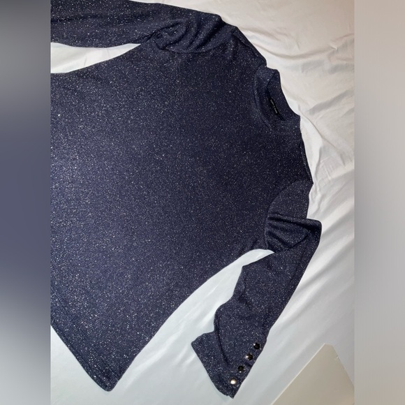 Violets & Roses long sleeve shimmer top in midnight blue (almost black)- NWT -XL - Picture 3 of 8